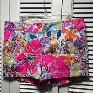 Lilly Pulitzer Pink and Blue Floral Women's Shorts Sz 10 Worn Once Great Cond